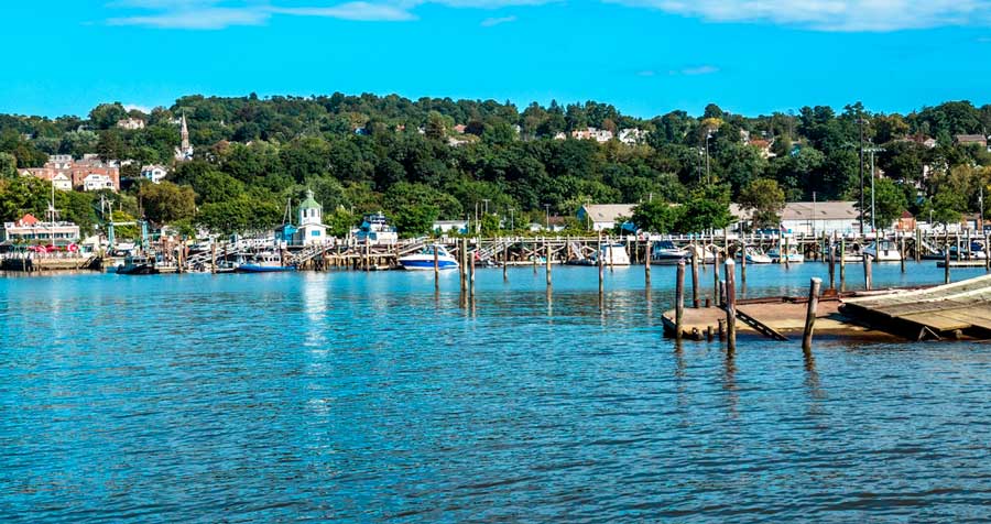 The Sleepy Hollow town under the clear blue sky