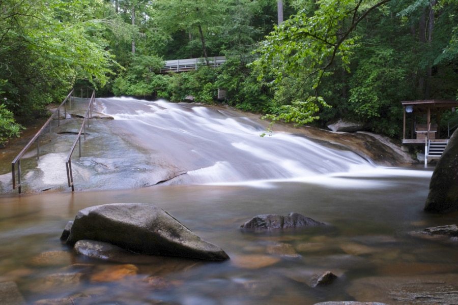 View of a natural waterslide at Sliding Rock in Pisgah National Forest