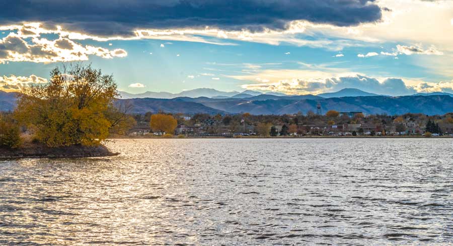 View of sunset over the Sloan’s Lake
