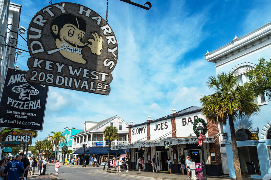 View of the Sloppy Joe's Bar from the outside in Duval Street