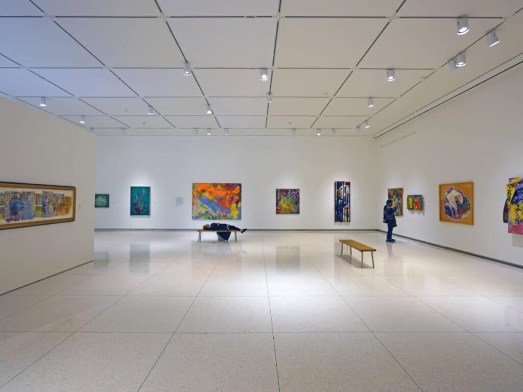 View of paintings inside the Smart Museum of Art