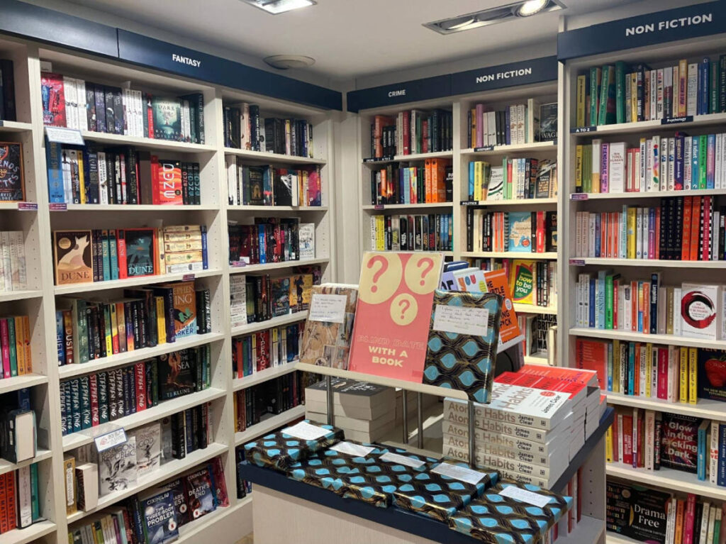 Bookshelves inside the Smith & Sons Marais bookshop