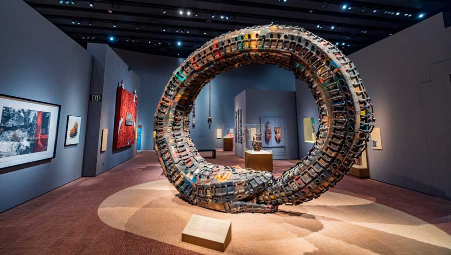The Ouroboros sculpture displayed inside the Smithsonian’s National Museum of African Art