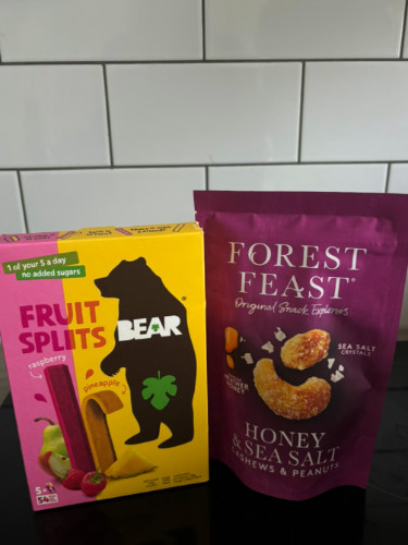 View of author's snacks for her travels