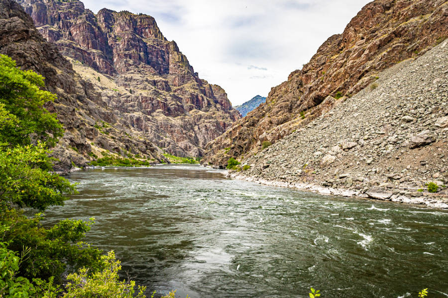 View of the majestic canyon walls along the Snake River in Hells Canyon National Recreation Area