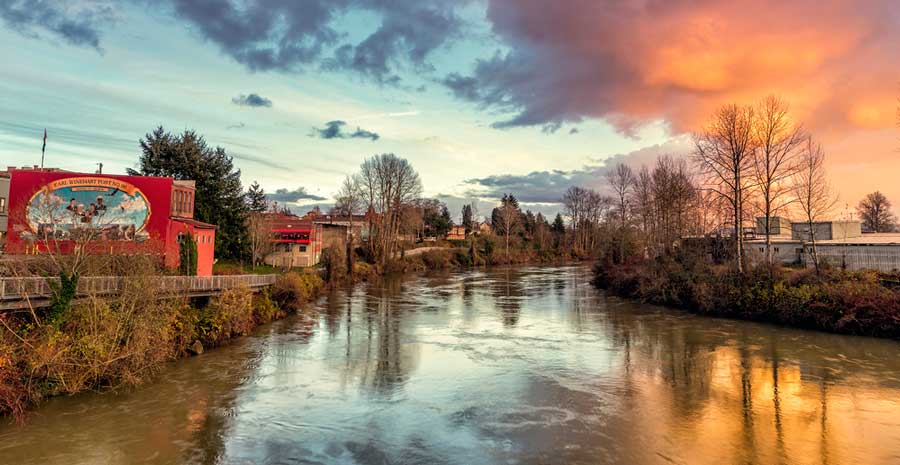 View from the Snohomish River during sunset