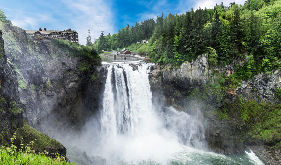 View of the Snoqualmie Falls in the wilderness