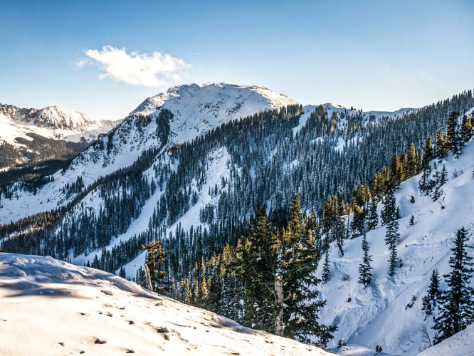 View of the scenic snow covered Kachina Peak