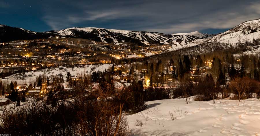 Overlooking view of the Snowmass Village at night