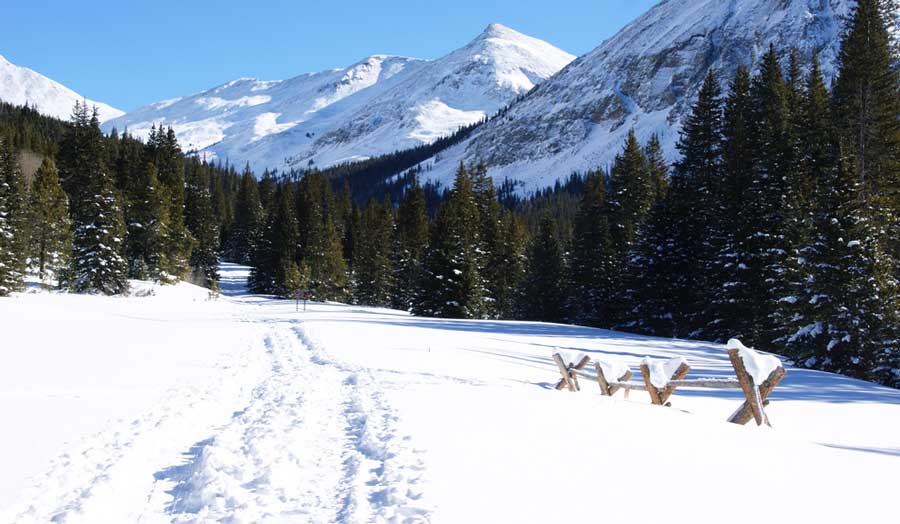 Shoeprints on a snow in Keystone