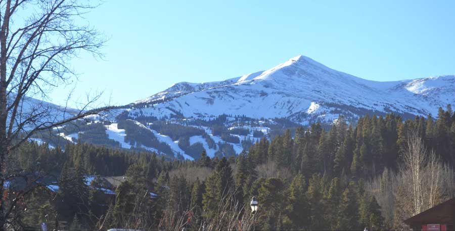 View of the snowy peaks in Breckenridge