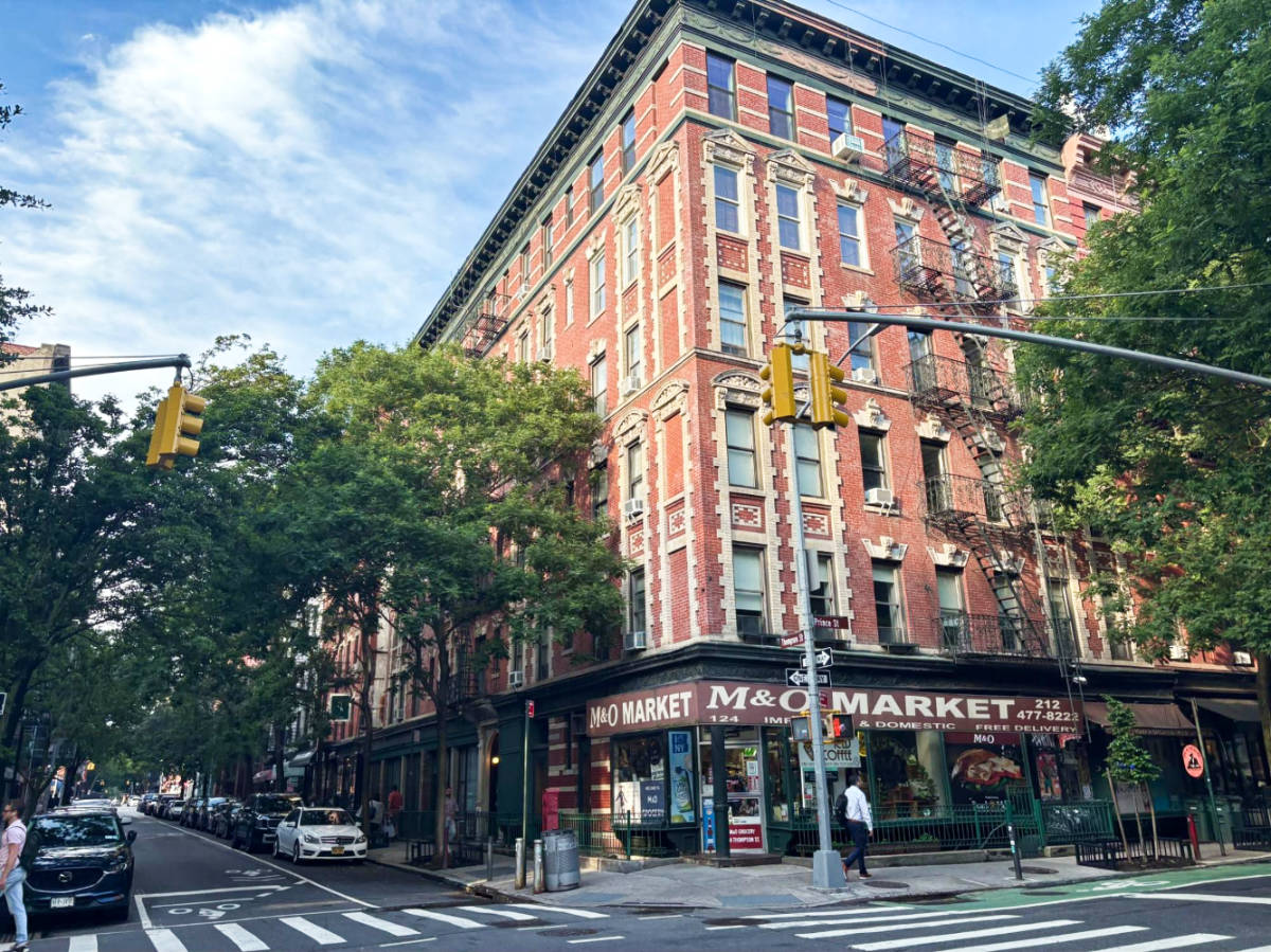 View of the brick walled building at the SoHo intersection