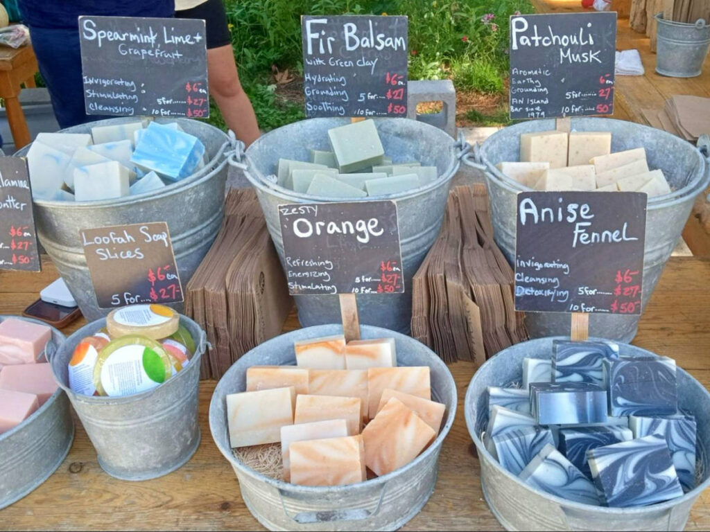 Variety of Handmade soaps from Saltspring Soapworks