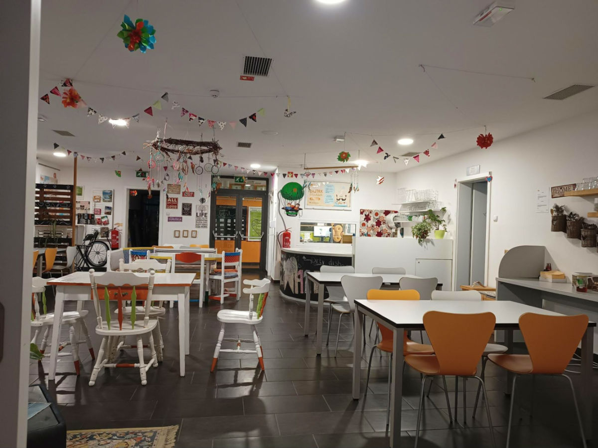 View of the Social area in Hostel Pekarna