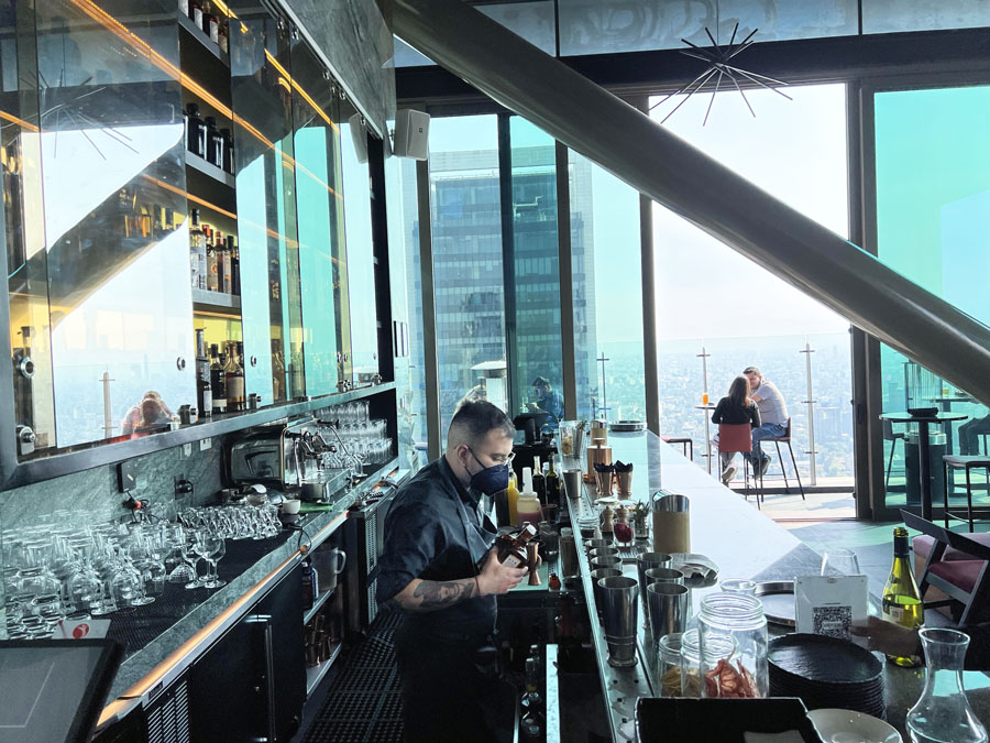 View of a bartender preparing a drink in a bar in Sofitel