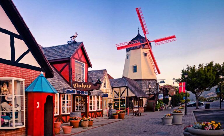 Traditional Danish style architectures at Main street in Solvang
