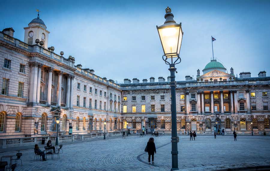 The Somerset House from the outside at night