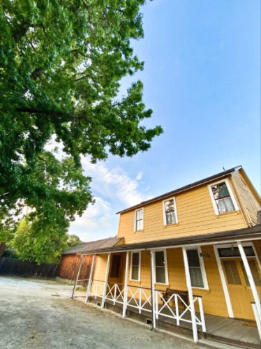View of the yellow exterior of Sonoma State Historic Park