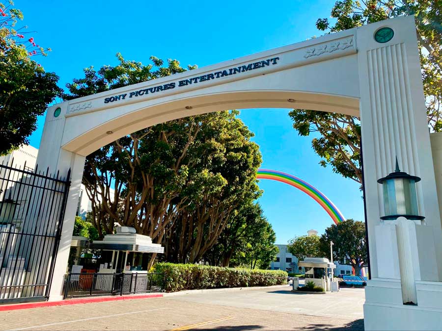View of the gate at the entrance of Sony pictures Entertainment