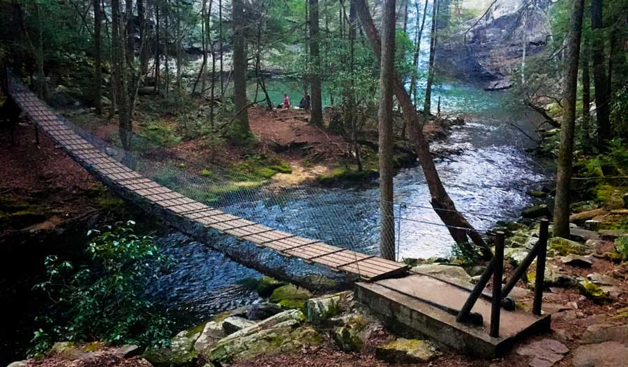 A footbridge found in Fiery Gizzard Trail