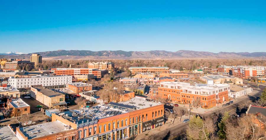 Aerial view of a neighborhood in South Fort Collins