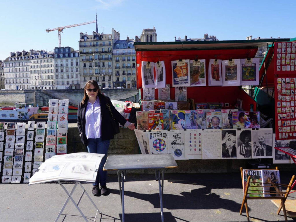 The author Rachel Kapelke-Dale at a souvenir pop-up