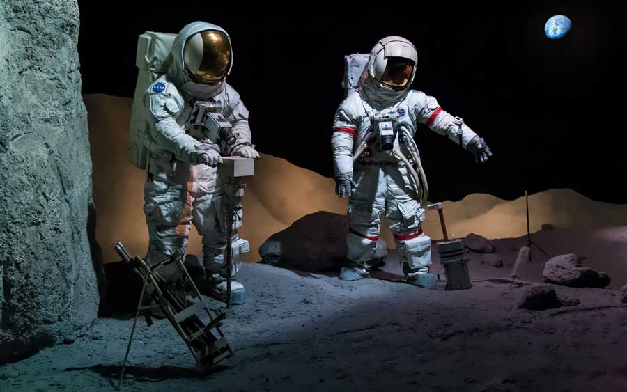Astronauts displayed inside the Space Center Houston