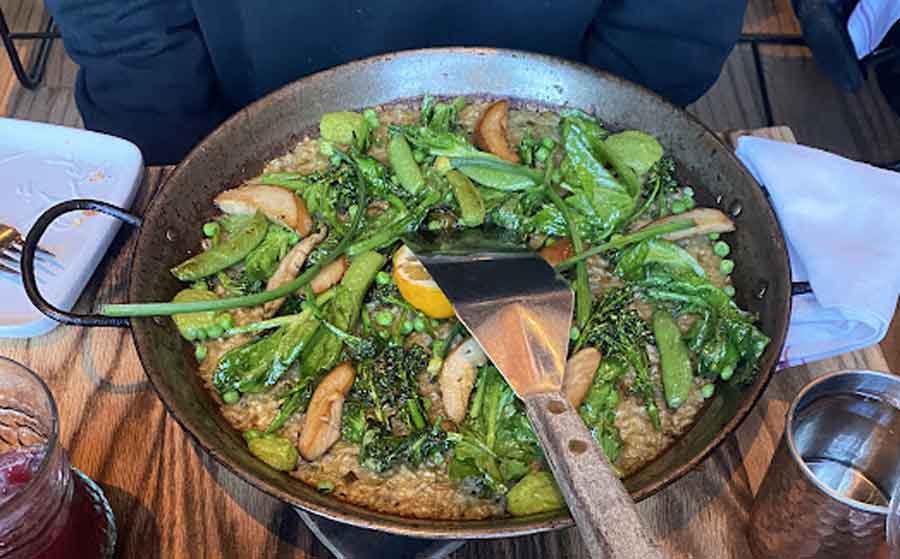 A Spanish cuisine in Coqueta on a table
