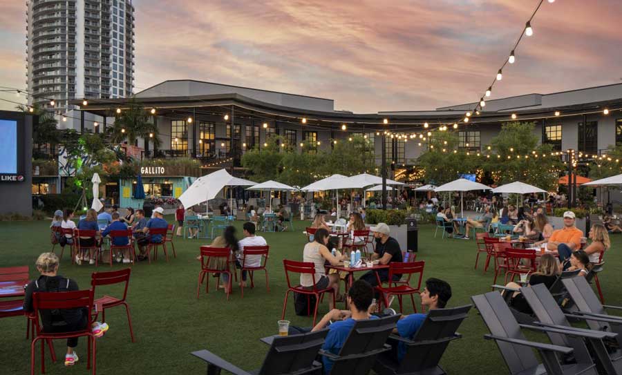 People enjoying their day in Sparkman Wharf
