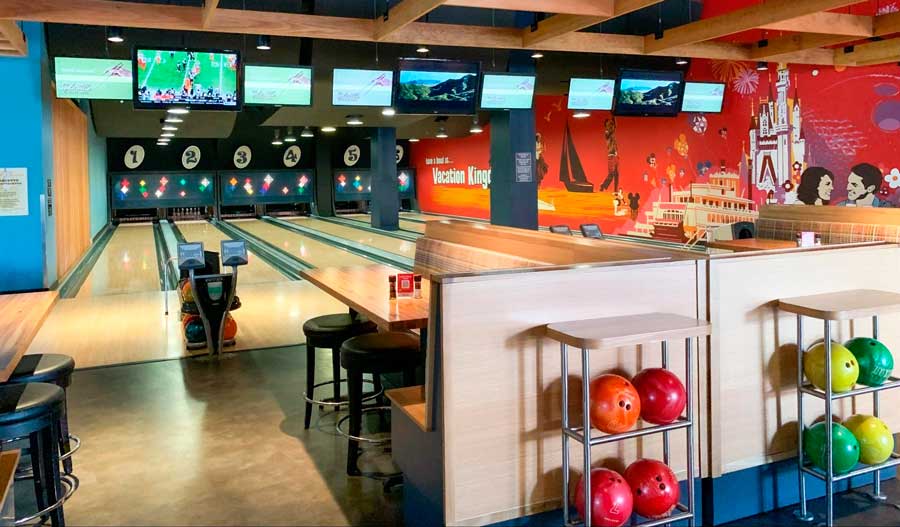 Bowling alley inside the Splitsville Luxury Lanes