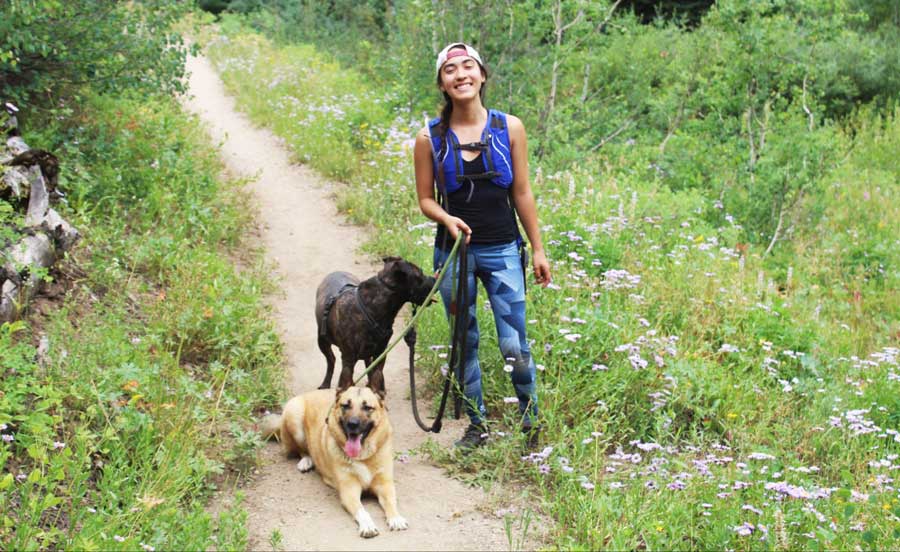 The author with their dogs in Spring Creek Trail