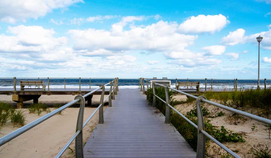 View of a boardwalk in Spring Lake Beach