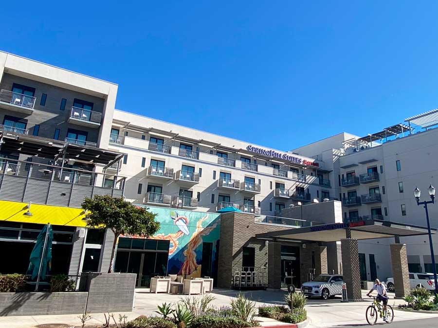 View of the SpringHill Suites from the outside in Oceanside
