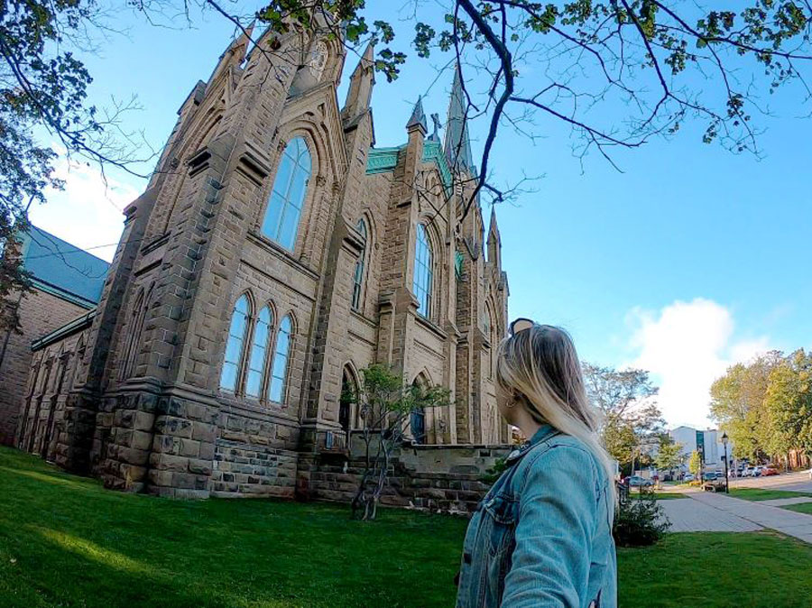 The author in front of the St. Dunstan’s Basilica