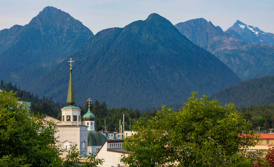 View of the historic St. Michael’s Russian Orthodox Church in Sitka