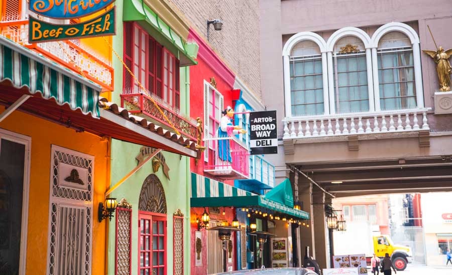 Colorful shops in St. Vincent Court