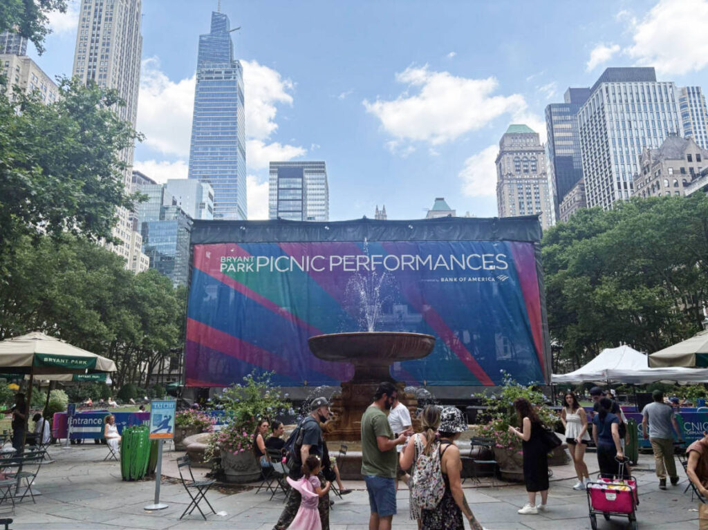 A stage at the Bryant Park during summer