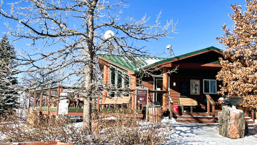 View of the nature center in Standley Lake during winter