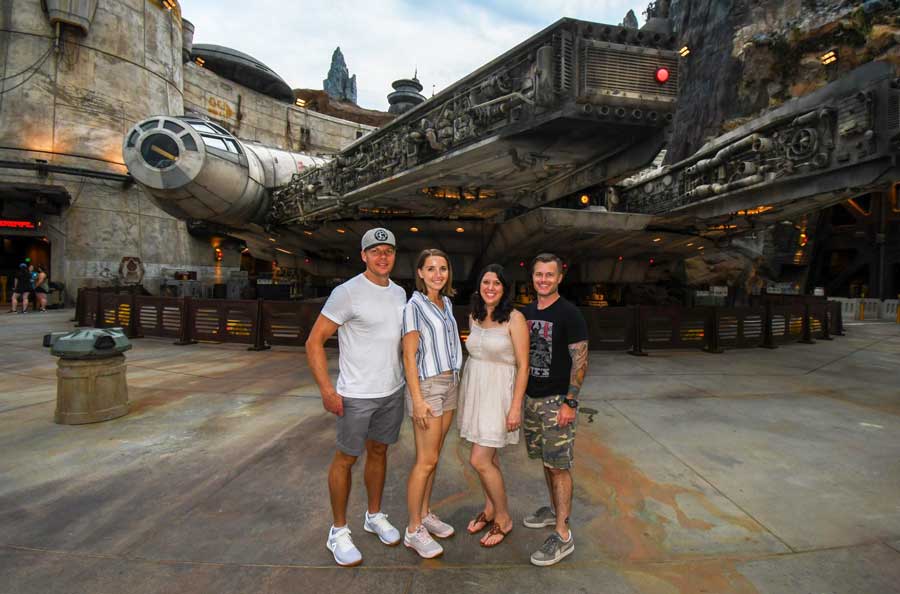 The author with her husband and friends in Star Wars: Galaxy's Edge