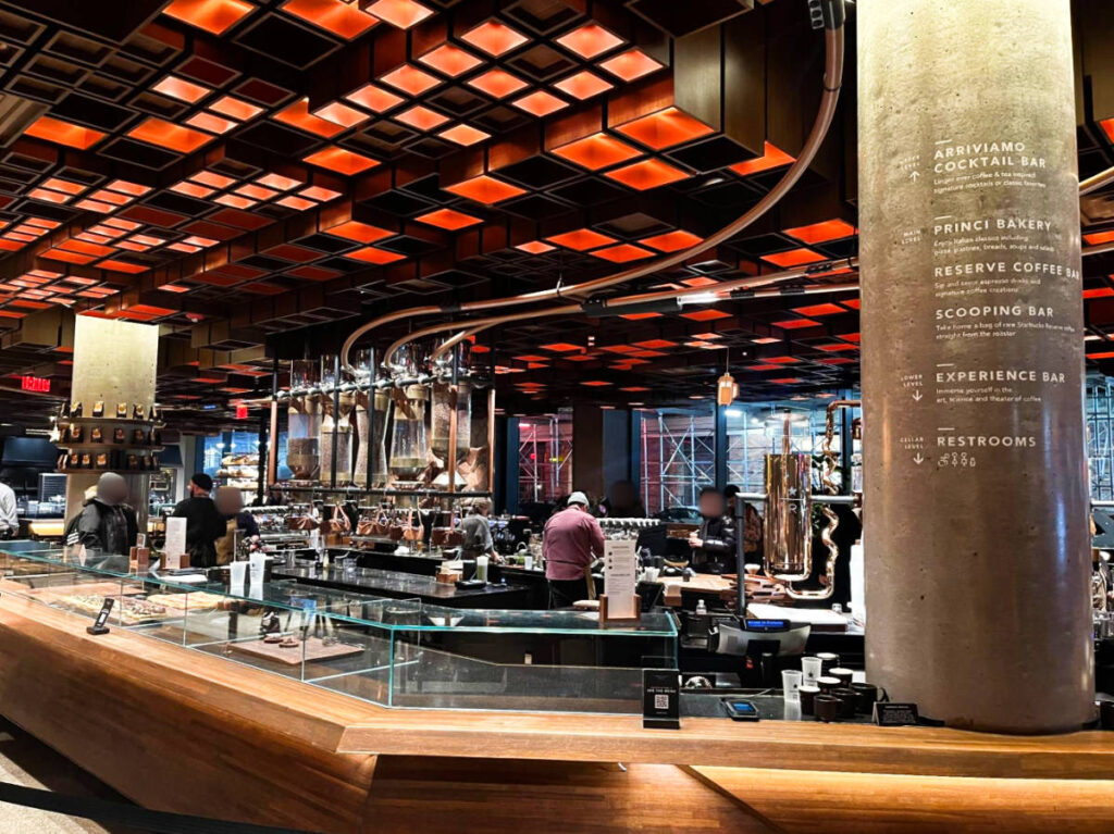 View of the counter inside the Starbucks Reserve Roastery