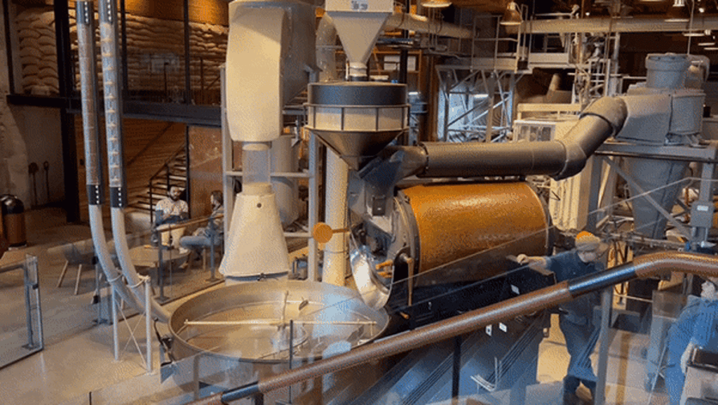 View of the roasting method inside the Starbucks Reserve Roastery