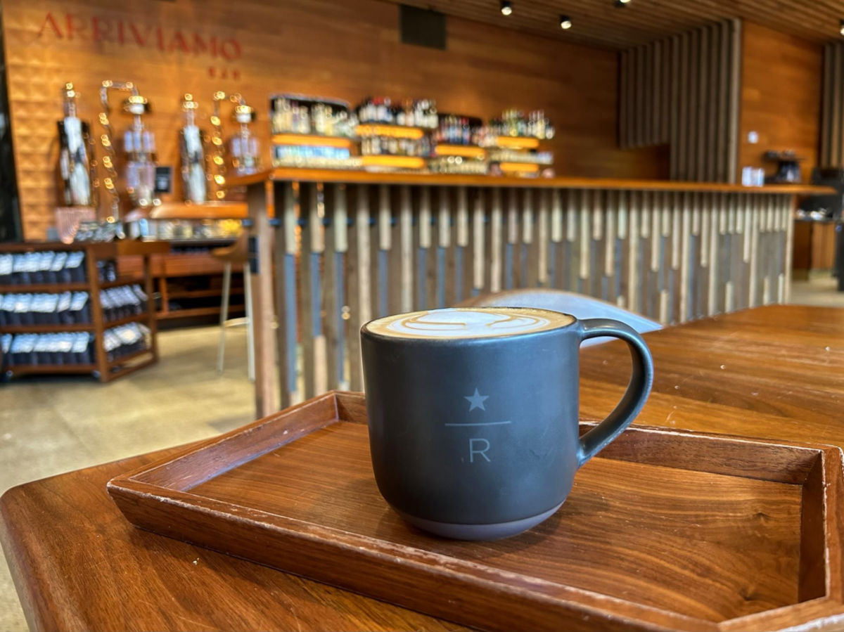 A cup of Latte from the Starbucks Reserve Roastery