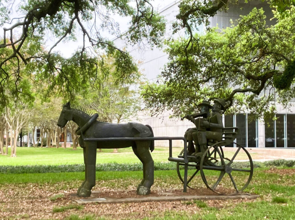 View of the statue outside the entrance to the Capitol Park museum