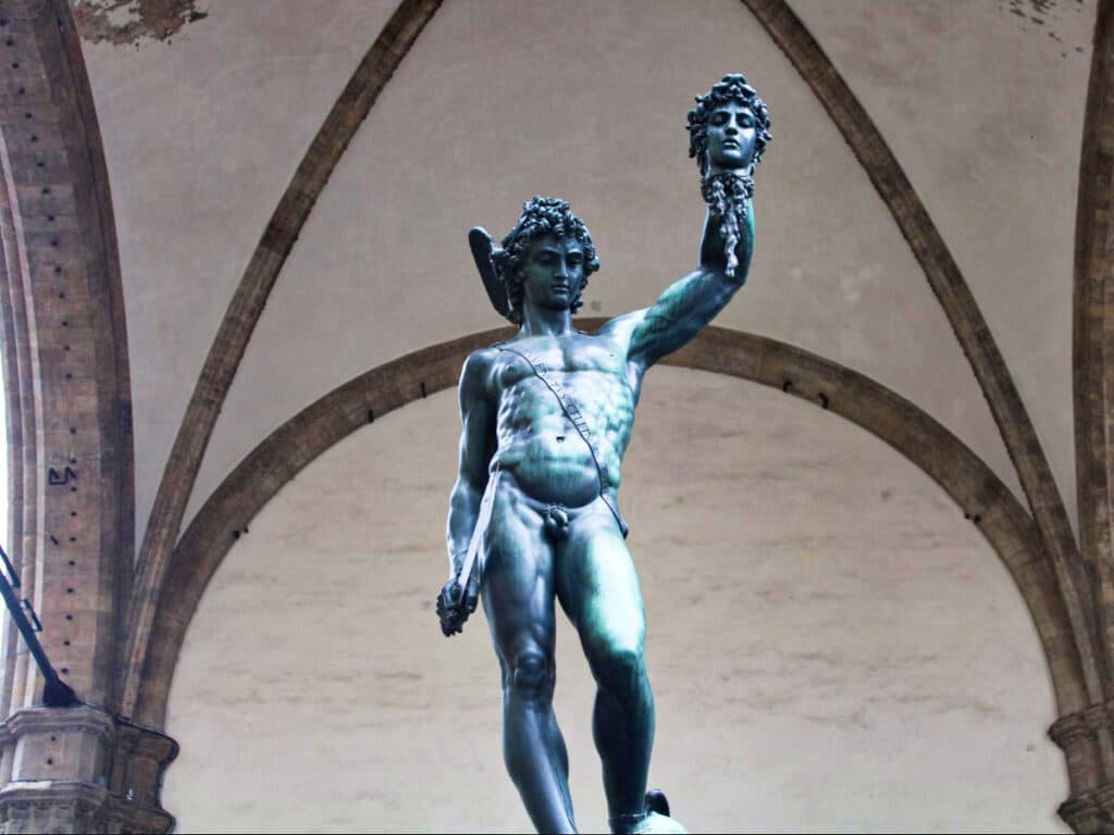View of the unique statue in Piazza della Signoria
