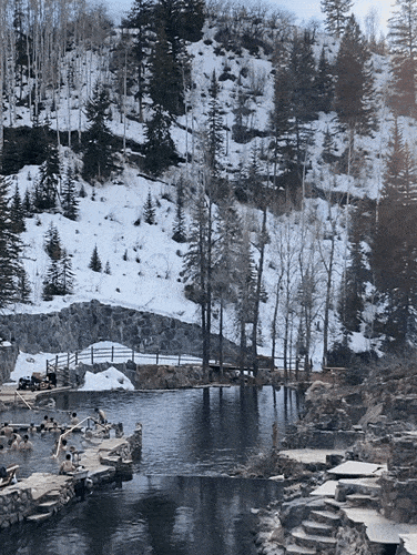 Panoramic view of the attractions in Steamboat Springs during spring season