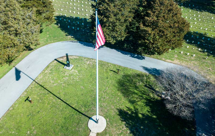 Aerial view of the Stones River National Cemetery