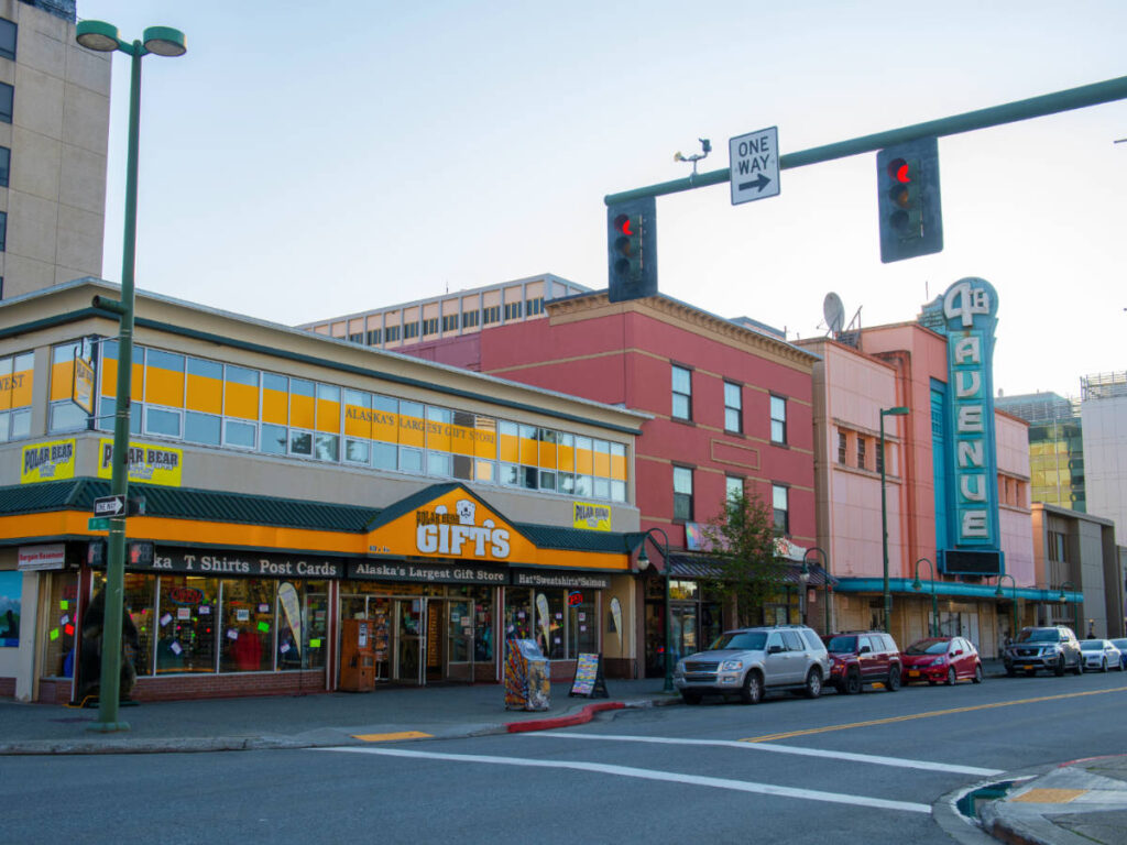 View from a street in Downtown Anchorage