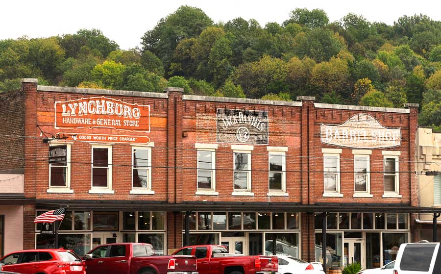 View of storefronts at downtown Lynchburg