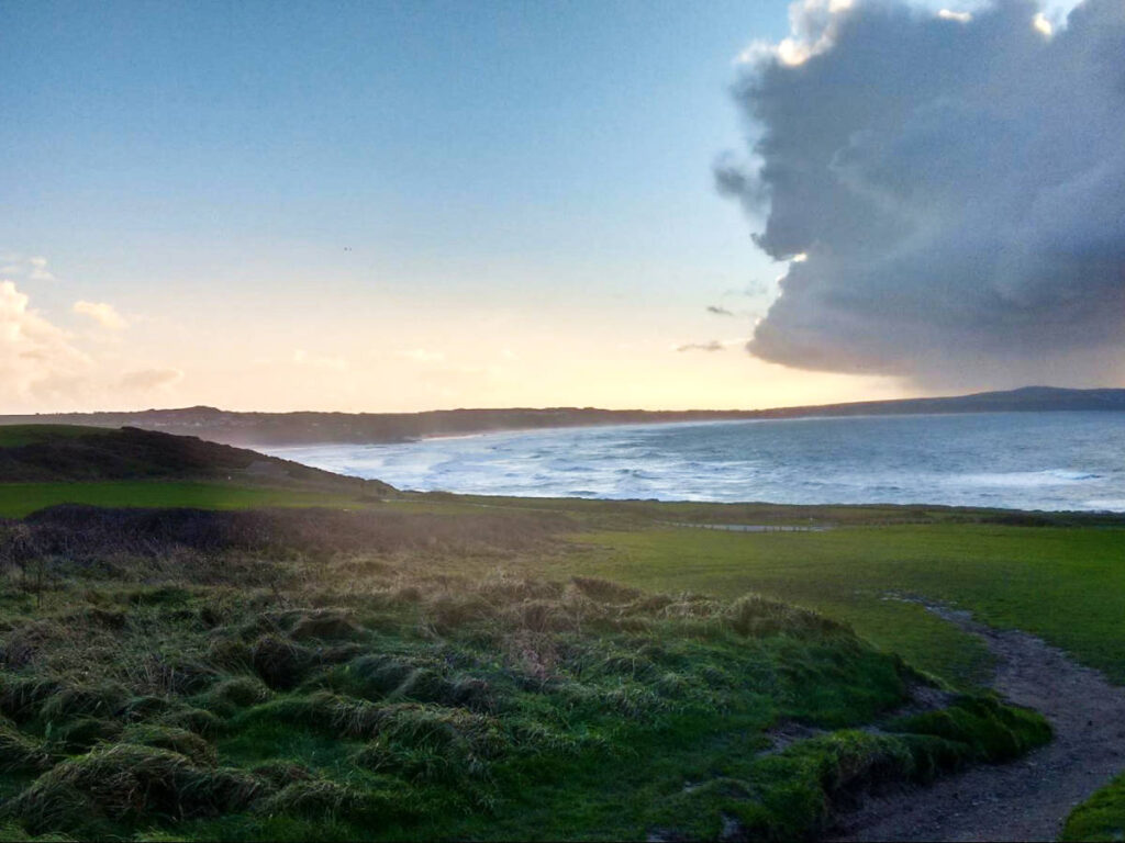 A storm coming in Cornwall at sunset