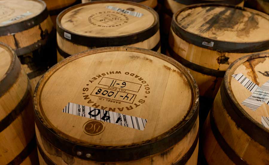 Barrels inside the Stranahan’s Distillery in Denver